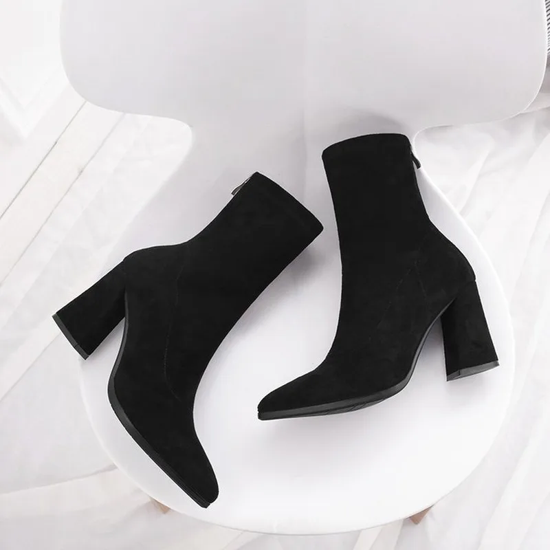 

New Women Boots Autumn/winter European and American Ankle Boots with Pointed Toes, Thick Heels and High Heels SHOE SO53