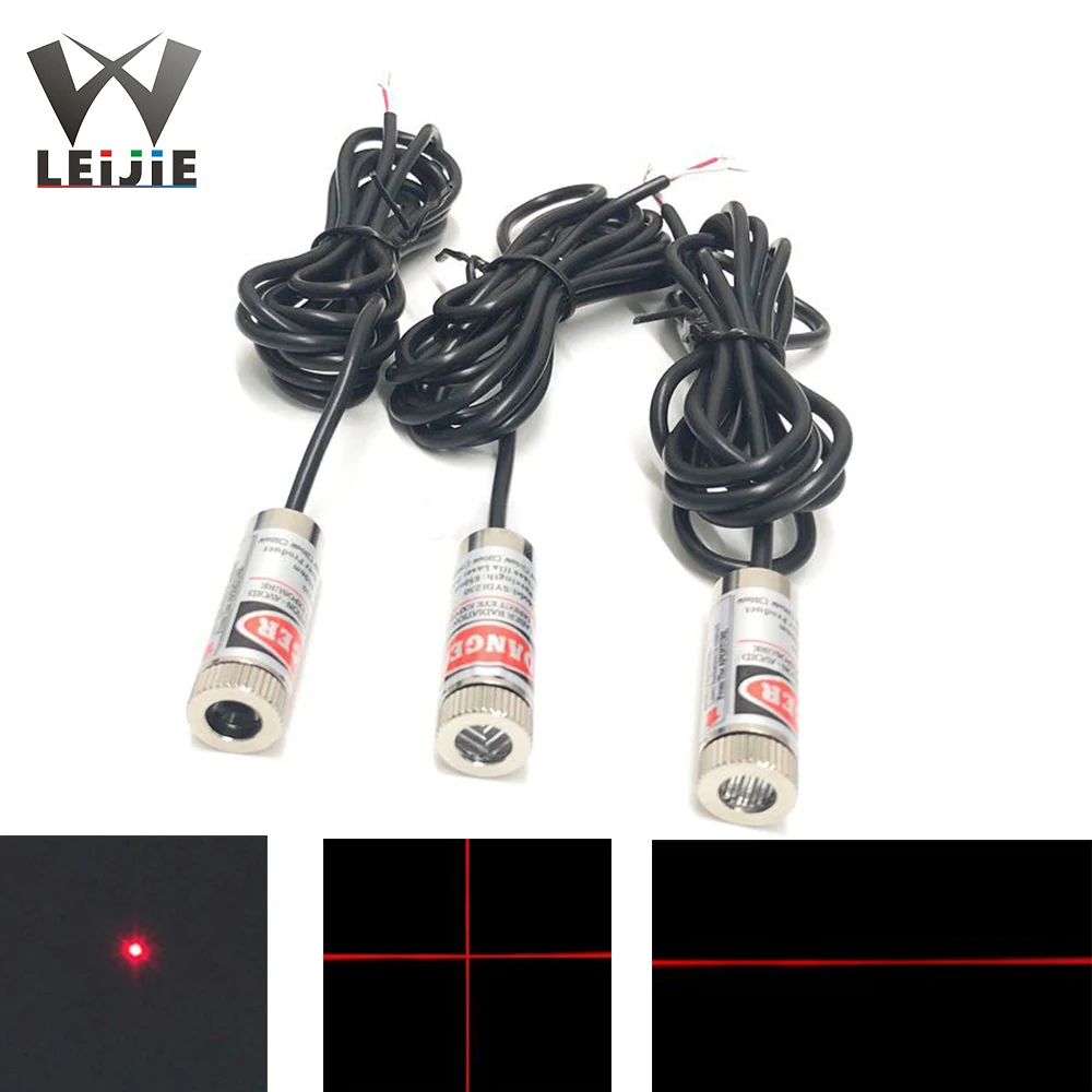 With Shielded Wire Adjustable Focusable 650nm 5mW 12x35mm 3-5V Red DOT / Line / Cross Laser Module Industrial 12mm LED LD Module focusable 650nm 5mw 3 5v red laser diode module ld with driver and plastic lens cross shape