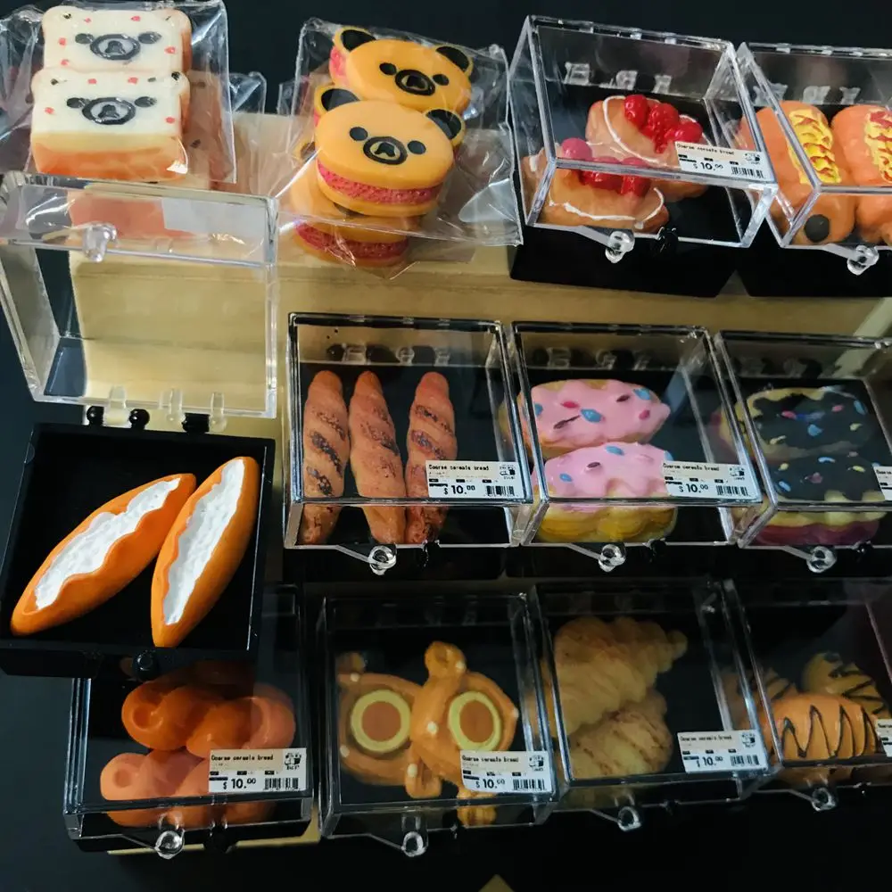 1/6 Scale Miniature Dollhouse Bread Cake Milk Simulation Mini Foods for Barbies Doll Kitchen Pretend Play Baking Toys 3