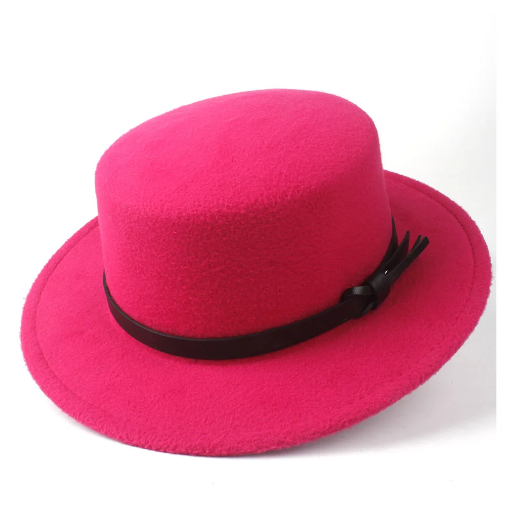 Новинка, мужская и женская шерстяная зимняя фетровая шляпа с плоским верхом, шляпа с широкими полями, шляпа-чародей, шляпа со свининой, джазовая шляпа, шерстяная шляпа Трилби, размер 56-58 см