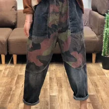 Новые женские джинсы с вышивкой, рваные джинсы с дырами, ковбойские Модные женские шаровары на молнии с эластичной резинкой на талии, большие размеры