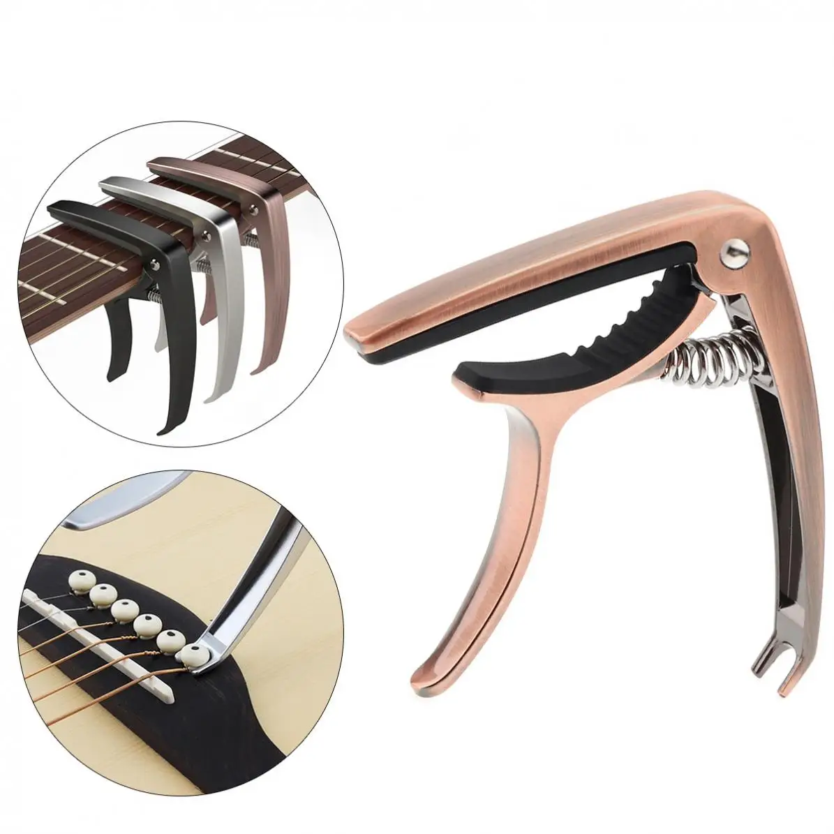 

1 PC Zinc Alloy Metal Guitar Capo with Pin Puller for Guitar Bass Ukulele Tuning 3 Colors Optional