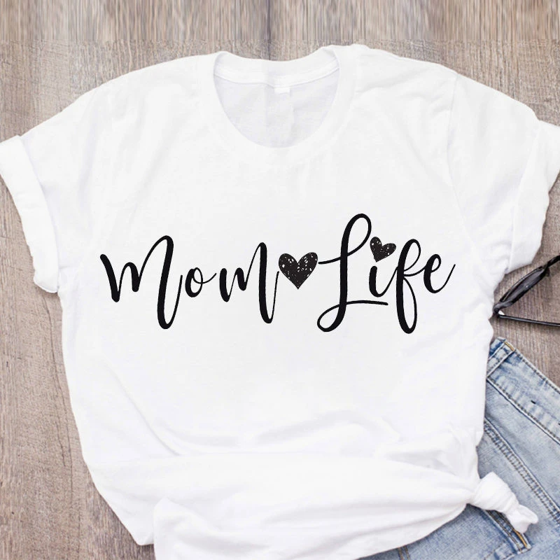 Camiseta informal de verano mujer, camisetas con de Mom Life para mujer, camiseta Ulzzang de manga corta para - AliExpress