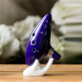 

New 12 Hole Ocarina Ceramic Alto C Legend Of Zelda Ocarina Flute Ceramic Crafts Decorations Blue Instrument