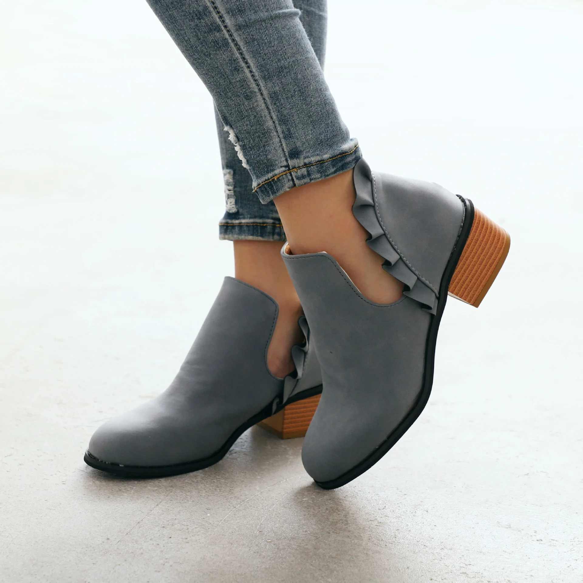 2019 г. Новые женские ботинки Осень зима Botas Feminina короткие сапоги с круглым носком и