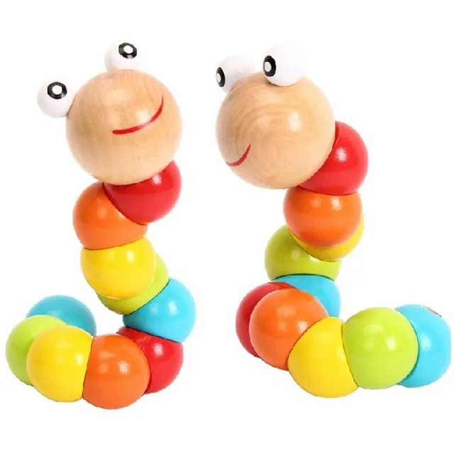 New New Worm Twist Puppet Cognition fun Educational Toys Changeable Shape Wooden Blocks Kids Colorful Caterpillar Baby Toy 4