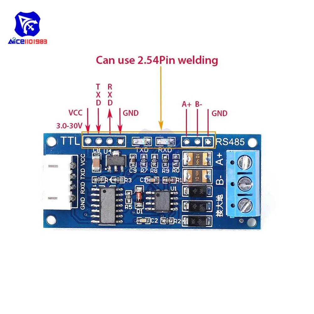 Модуль преобразователя diymore TTL последовательный порт к RS485 с кабелем для Arduino|ttl to