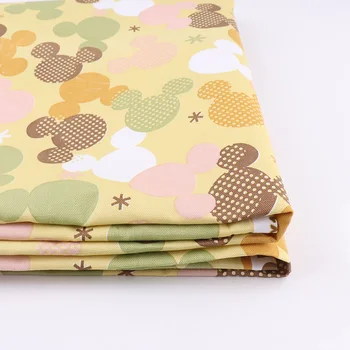 

120x50CM Cotton fabric Cartoon mouse head Printed Cloth Sewing Quilting Fabrics for Kids Toy Needlework DIY Handmade Material