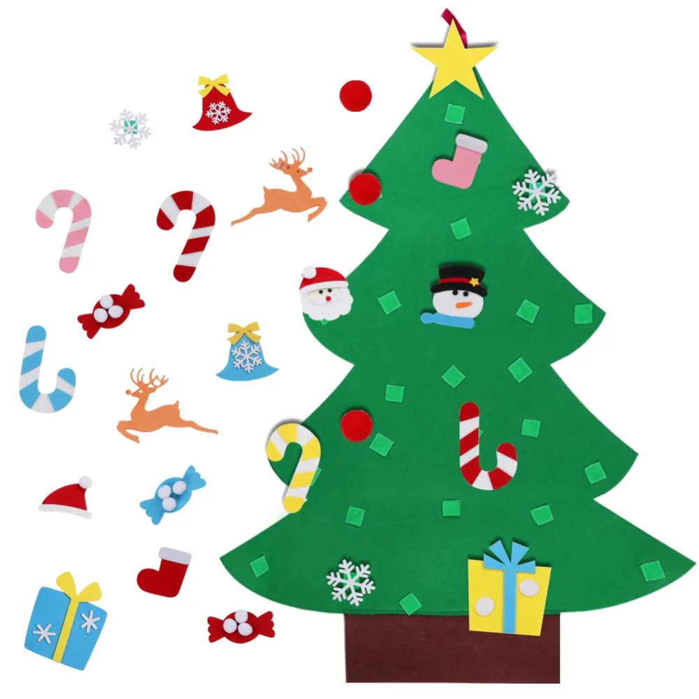OurWarm DIY Войлок Рождественская елка новогодние подарки Детские игрушки 3D искусственное дерево с сумкой настенные подвесные украшения Рождественское украшение