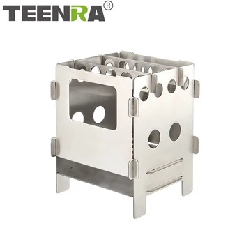 

TEENRA Mini Folding Wood Stove Portable Wood Stove Ultralight Pocket Stove Outdoor Camping Fishing Hiking Tools