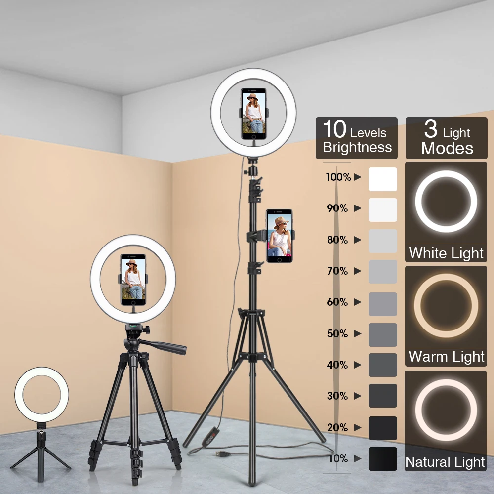 Anillo de Luz LED Lámpara de Vídeo Cámara Selfie Studio Foto Caliente 2020 teléfono Y5S2 Z5T3 