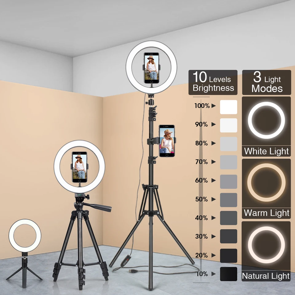 Trépied de lumière de remplissage annulaire pour selfie, support de lumière  de photographie, adapté pour les Analyste d'éclairage en direct, photo,  studio, vidéo, 50cm, 160cm - AliExpress