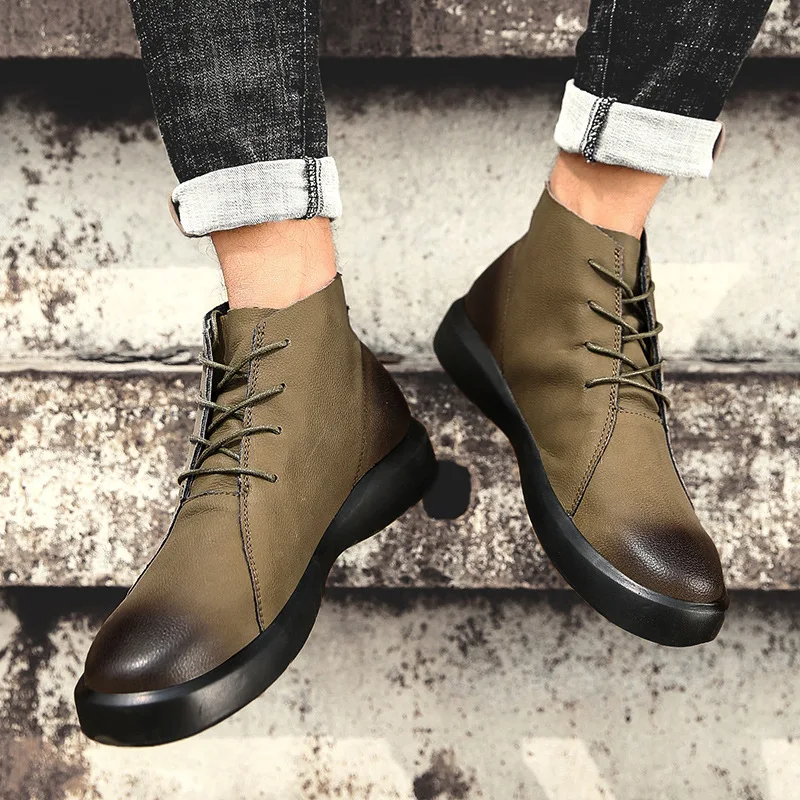 

48 Yards Large Size 2019 Winter Hight-top MEN'S BOOTS Korean-style Fashion Man Shoes Martin Boots MEN'S Short Boots
