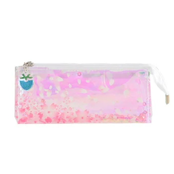 

Transparent Pink Sakura Shiny Pencil Case School Supplies Pencil Bag Cute Stationery Office School Supplies