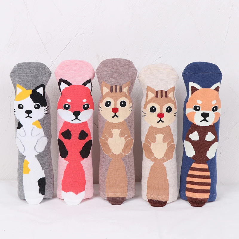 Calcetines térmicos de felpa para mujer, medias mullidas con bordado de  pata de gato, algodón grueso, dibujos animados para dormir - AliExpress