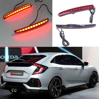 

ECAHAYAKU 2PCS LED Rear Fog Lamp For Honda Civic Hatchback 2018 Car LED Bumper Light Brake Light Turn Signal Indicator Reflector