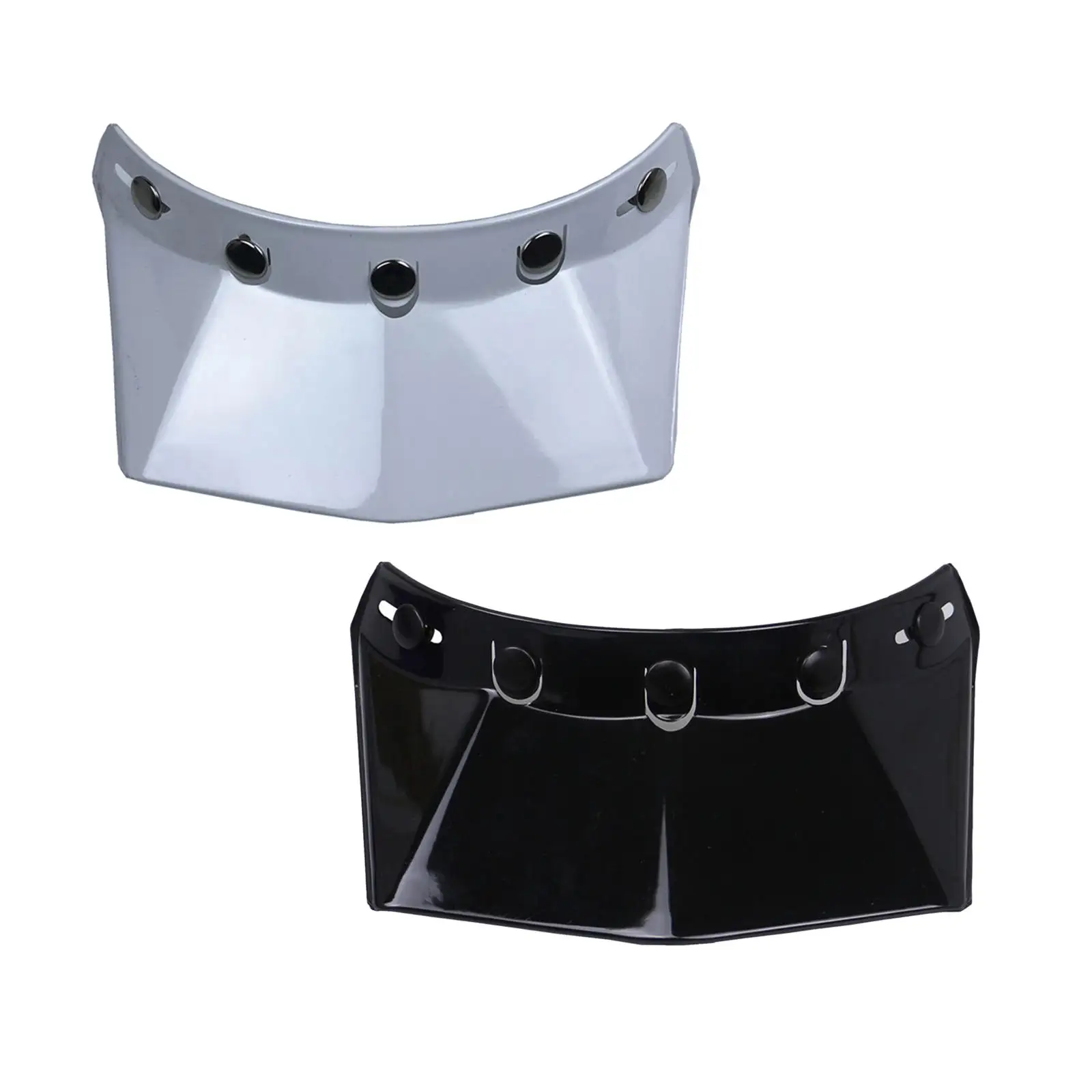 Universal 3-Snap Motorcycle Helmet Peak Visor For Open Face Helmets - Black ABS Sun Shield