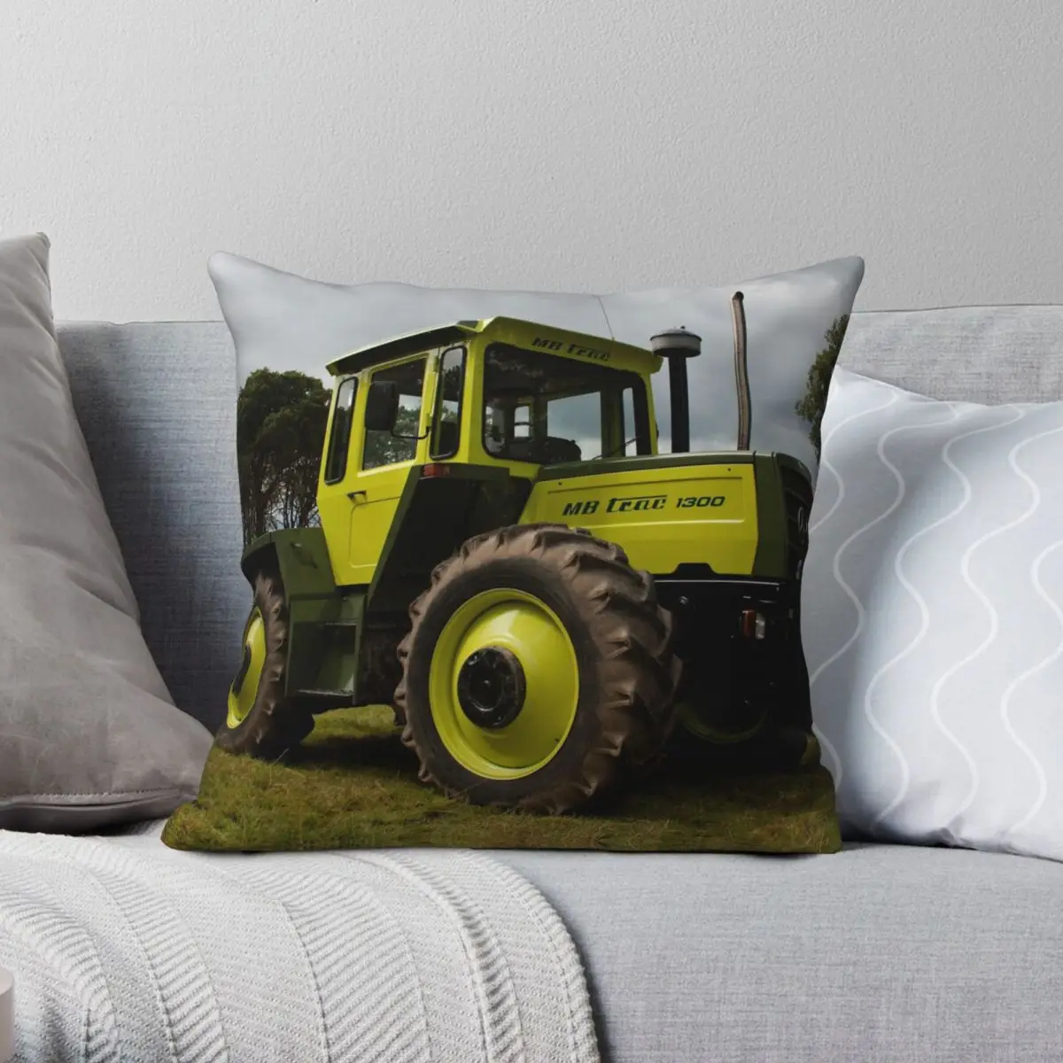 

The MB-trac1300 Tractor Square Pillowcase Polyester Linen Velvet Zip Decor Home Cushion Cover 45x45