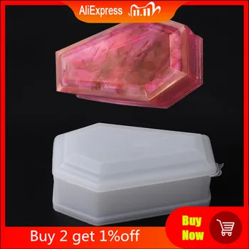 

DIY Crystal Epoxy Mold Storage Box Molds Dark Vampire Coffin High Mirror Crafts Making Mould B36D