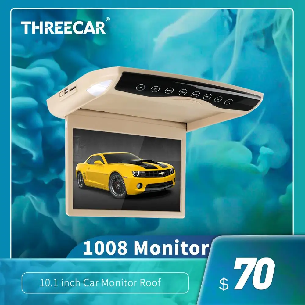 Автомобильный потолочный монитор с откидным TFT ЖК экраном 1080P 10 1 дюйма mp5