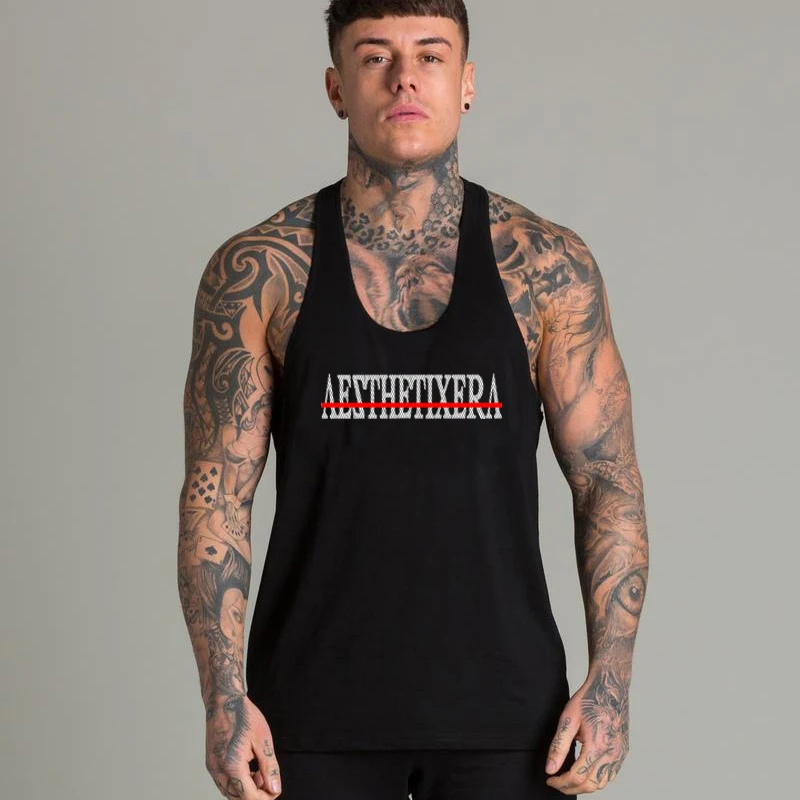 

New Summer gyms clothing Fitness mens Stringer Tank Top Men Sportswear cotton Loose Y back sleeveless shirts Muscle Vest
