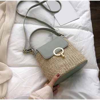 

Small Straw Bucket Bags For Women Girls Shoulder Beach Crossbody Bag Female Hand Bags Knitted Messenger Bohemian Bolsa Totes