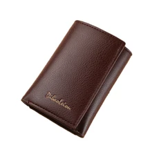 Повседневный мужской кошелек, короткая многофункциональная сумка для карт, с застежкой, с пряжкой, Tri-складной кошелек для фото, деловая упаковка высокого качества