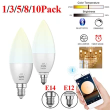 E12 E14 LED Smart Bulb Bluetooth-compatible LED Chandelier Candle Light Bulb 3W 110V 220V 2835SMD Bulbs Google Home Alexa D30