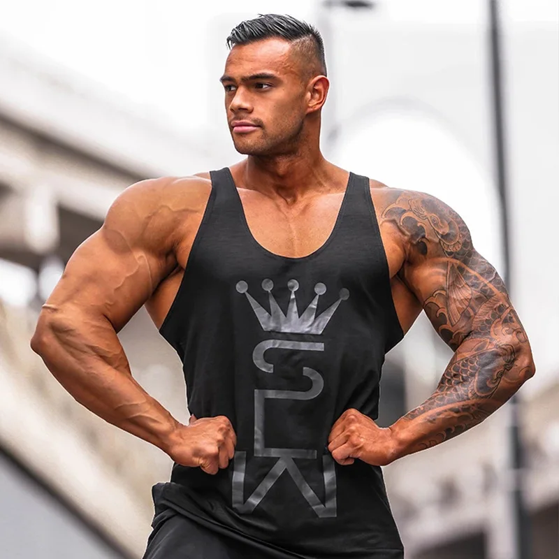 new fashion cotton sleeveless shirt vest men's fitness vest jogger bodybuilding brand vest fitness men's sports shirt