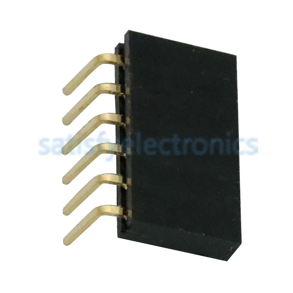 50PCS 1x6 Pin 2.54mm Right Angle Single Row Female Pin Header Connector NEW