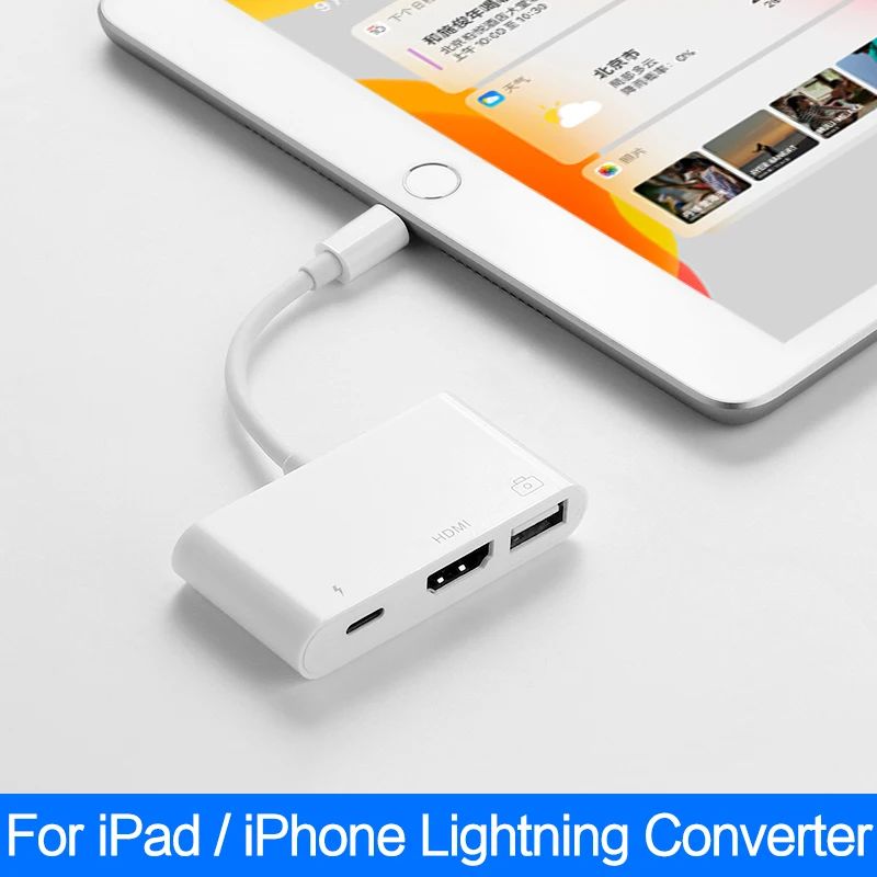 Paradoks Melting Kilde Otg Lightning Adapter Converter To Hdmi Card Reader 3.5mm Charging Usb For  Apple Ipad 10.2 9.7 Air3 10.5 Mini 4 5 Cable Splitter - Pc Hardware Cables  & Adapters - AliExpress