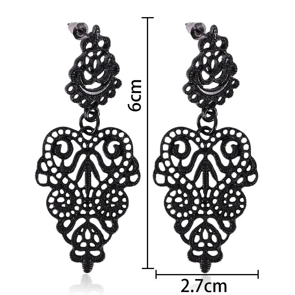 Готические женские висячие серьги в богемном стиле из черного сплава, длинные висячие серьги, ювелирные аксессуары