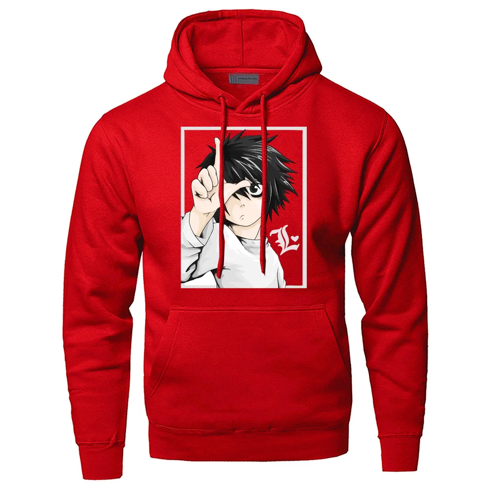 Death Note, мужские толстовки, кофты, японское аниме, с капюшоном, уличная одежда, зимний флисовый теплый пуловер, толстовка, мужская толстовка с капюшоном - Цвет: red 6