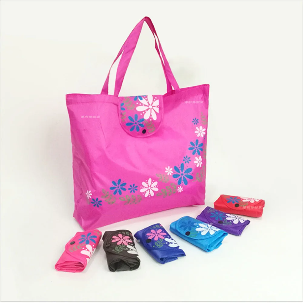 Новая женская складная сумка для покупок с цветочным принтом, многоразовая сумка с цветочным рисунком, Большая вместительная сумка из ткани Оксфорд, Повседневная прочная сумка-тоут