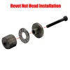 Hand Rivet Nut Gun Head with 10PCS Nuts Simple Rivet Nut Installation Manual Riveter Nut Tool Accessory for Nuts M3 M4 M5 M6 M8 4