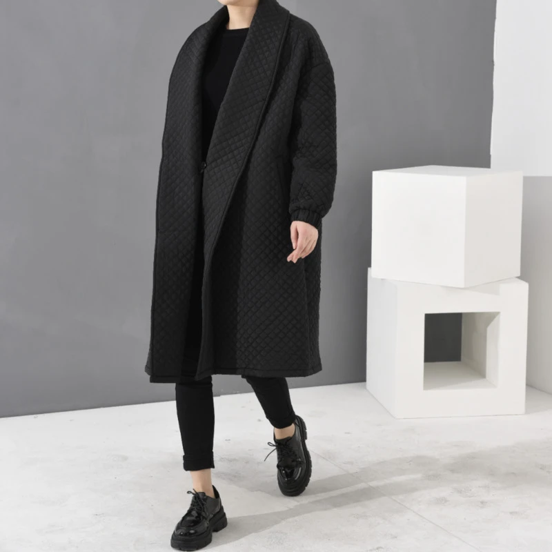 LANMREM 2020 European Highest Quality Jacket Autumn Women Large Size Long Loose Black Windbreaker Long Trench Coat WTH1201