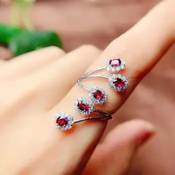 

Natural real Garnet ring 925 sterling silver Fine handworked jewelry Finger rings