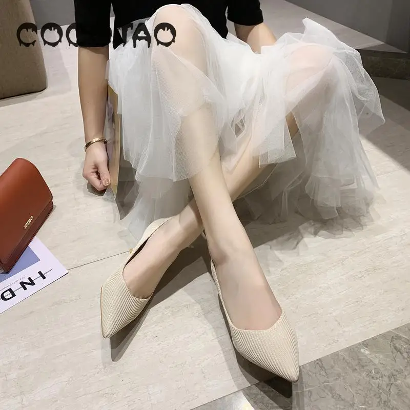 

2019 New Arrival Coco & Tao Basic High (5cm-8cm) Thin Heels Mesh (air Mesh) Pointed Toe Office Career Slip-on Rubber Pu Spring