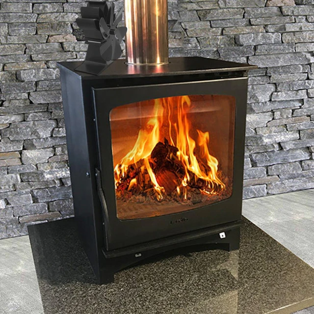 6 Blades Hanging Fireplace Fan Black Desktop Powered Stove Fan Log Fan Home  Burning Stove Wall-mounted Version Hot Air Stove Fan - AliExpress