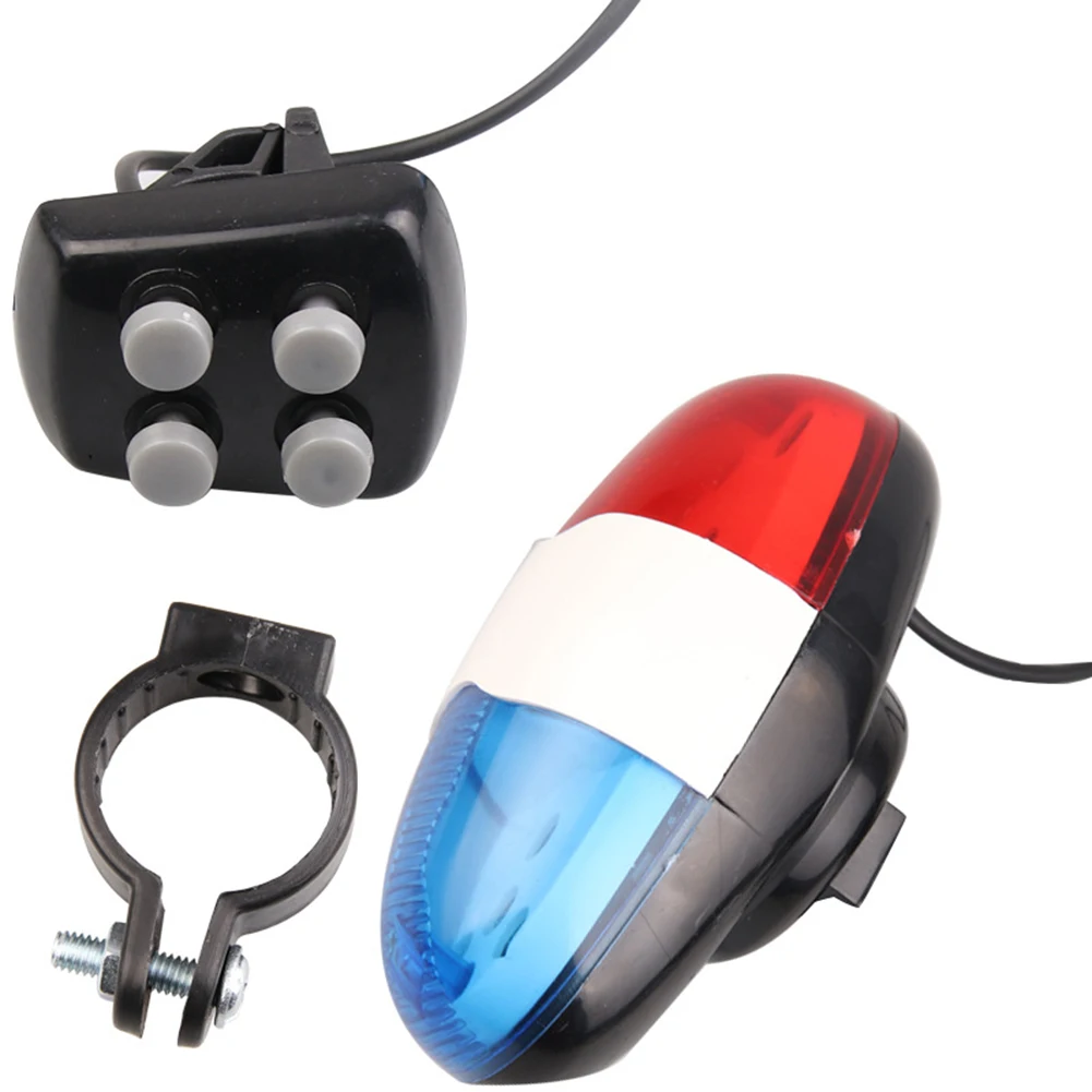 

Bike LED light Police Sound Light Electronic Horn Bicycle Siren 5 LED Light 4 Sounds Trumpet Warning Safety Light