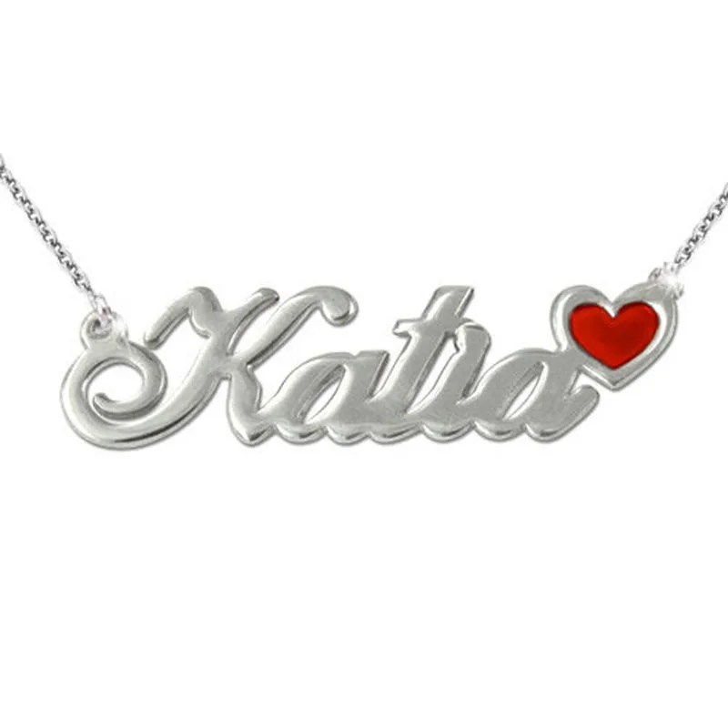 

Fashion Women Sterling Silver 925 Name Necklace with Color Charm Custom Letter Chain with Heart Gift for Wife Girlfriend
