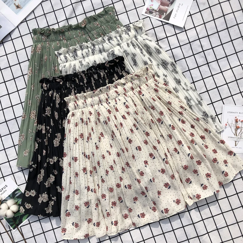 Новая Осенняя плиссированная юбка с завышенной талией юбки Харадзюку в японском школьном стиле Студенческая тонкая трапециевидная юбка Мори для девушки в Корейском стиле