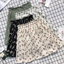 Новая Осенняя плиссированная юбка с завышенной талией юбки Харадзюку в японском школьном стиле Студенческая тонкая трапециевидная юбка Мори для девушки в Корейском стиле