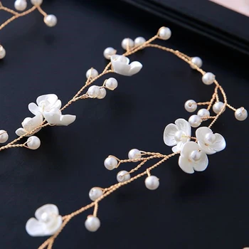 Crystal Headbands Wedding Hair Accessories Handmade Floral Pearl Rhinestone Headwear Hair Ornament For Bride Girls 6