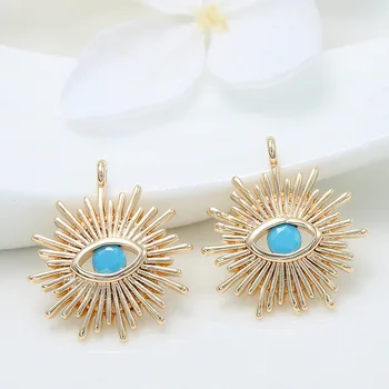 

4PCS 16x16MM Hole 1.5MM 24K Gold Color Brass Eye Charm Pendants for DIY Jewelry Making Findings Accessories
