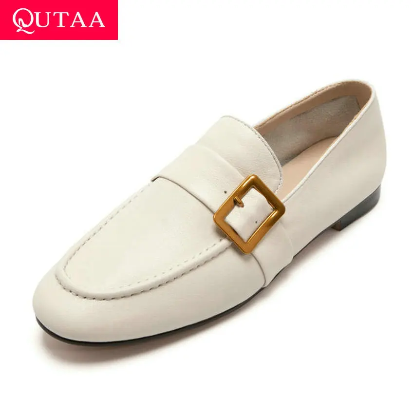 Женские туфли на квадратном каблуке QUTAA черные повседневные лодочки из мягкой