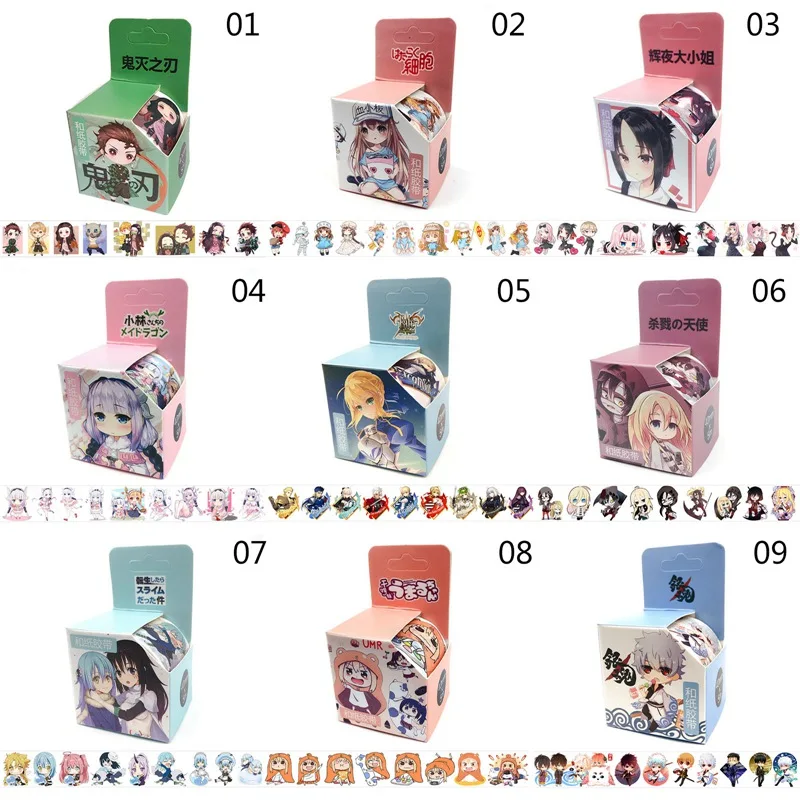 

Japan Anime Cartoon Game Characters Washi Tape Adhesive Tape DIY Scrapbooking Sticker Label Masking Tape Demon Slayer Kaguyasama