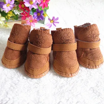 

4Pcs/Set Boots Winter Warm Shoes Cute Dog Boots Snow Walking Puppy Sneakers Supplies Small Dogs Cotton Non Slip boots Snow Boots