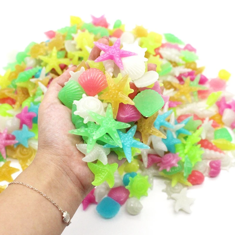 discount  Kids Toys Luminous Shell Novelty Ocean Stones Glow In The Dark Pebble Stones Fish Tank Aquarium Gar