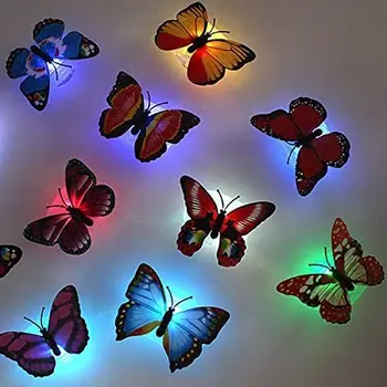 

LED Beautiful Butterfly Decor Sticker Wall Night Light 3D Garden BackyardI indoor Party Changing Cute Home Desk Bedroom Decor